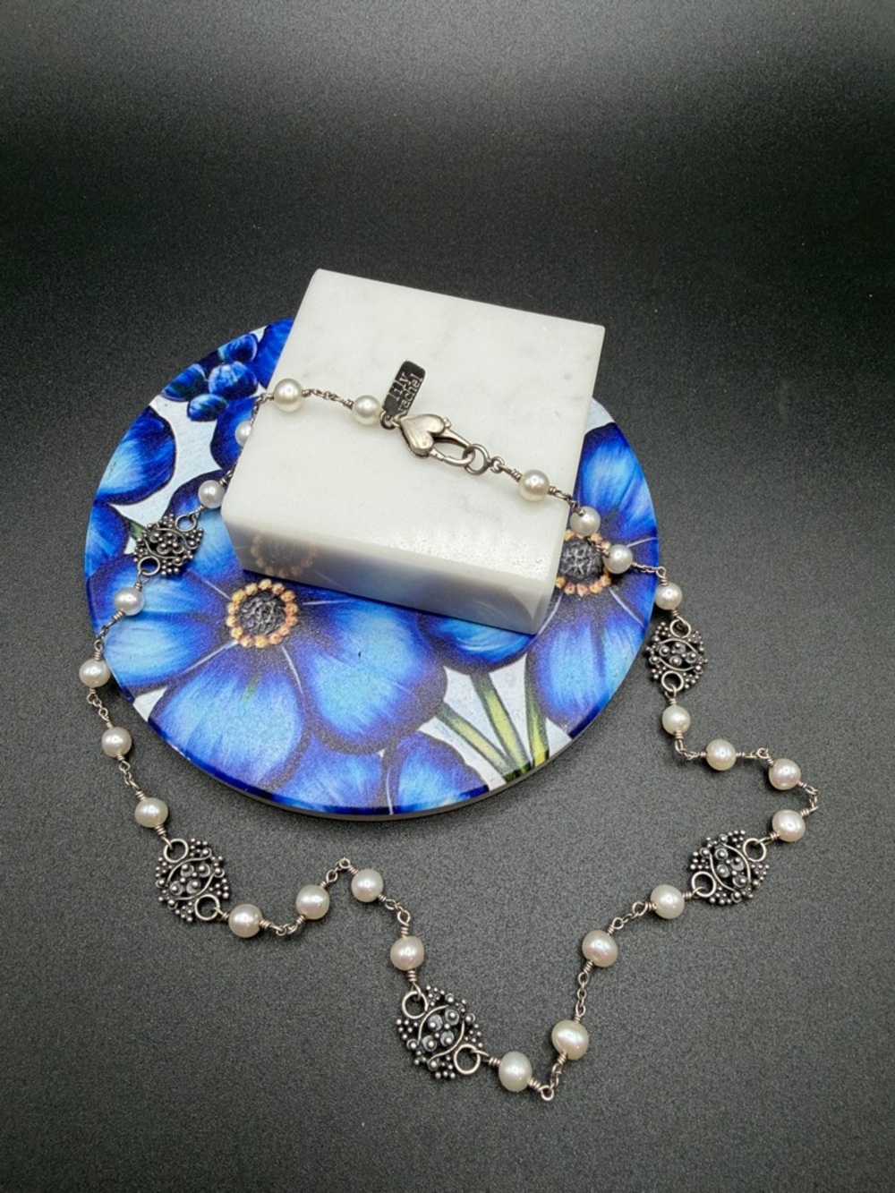 Vintage Lily Rachel Freshwater Pearl 925 Sterling Silver 16” Necklace #K63
